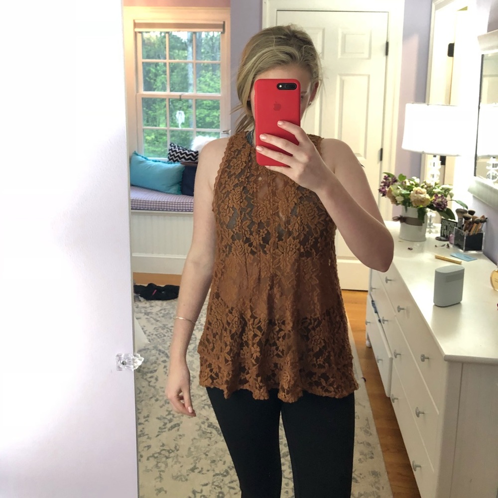 BURNT ORANGE LACE SHIRT